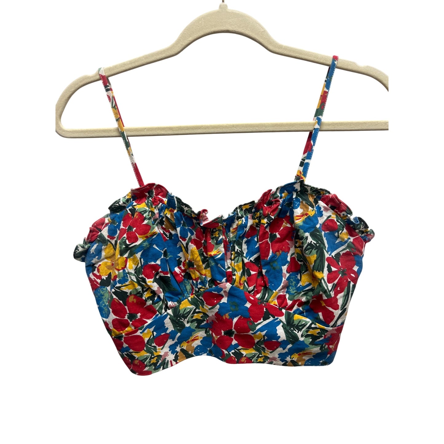 Molly Bracken Bright Color Floral Crop Bandeau Top
