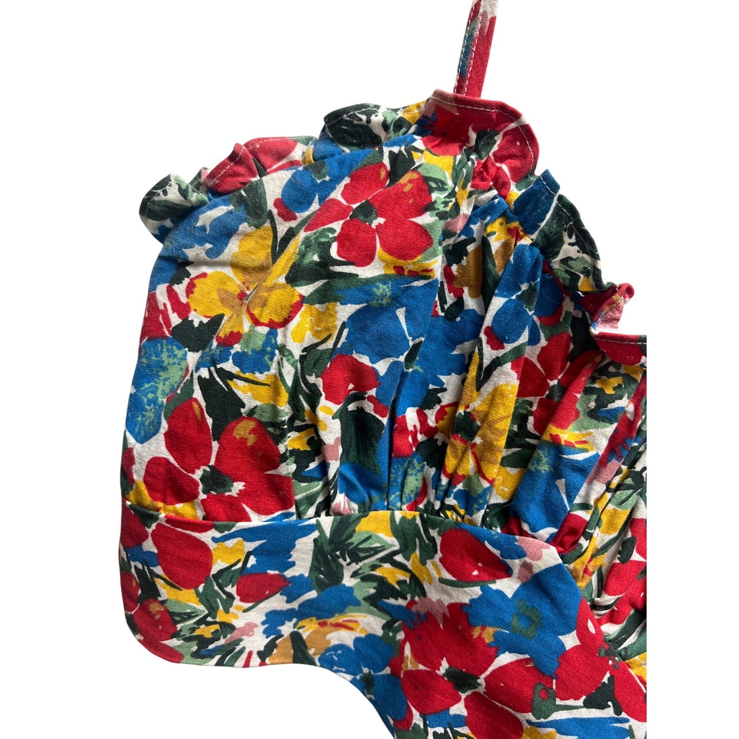 Molly Bracken Bright Color Floral Crop Bandeau Top