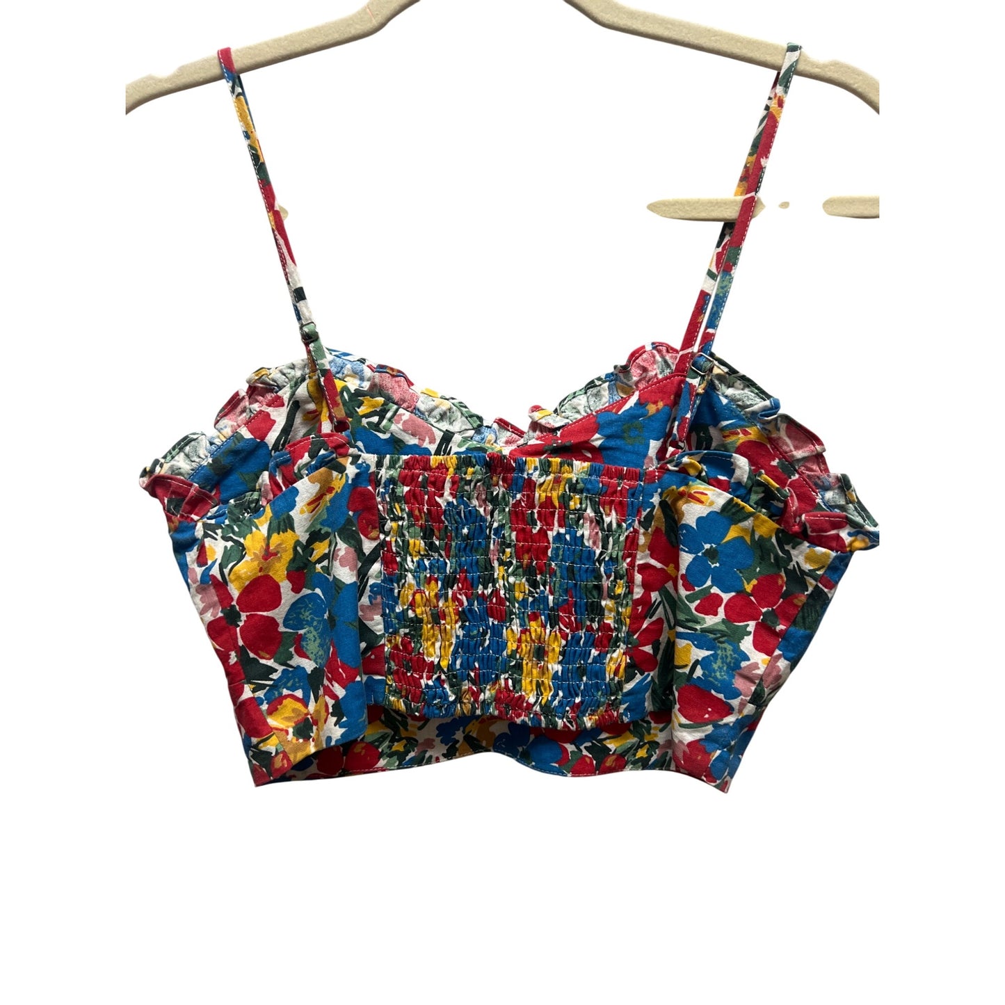 Molly Bracken Bright Color Floral Crop Bandeau Top