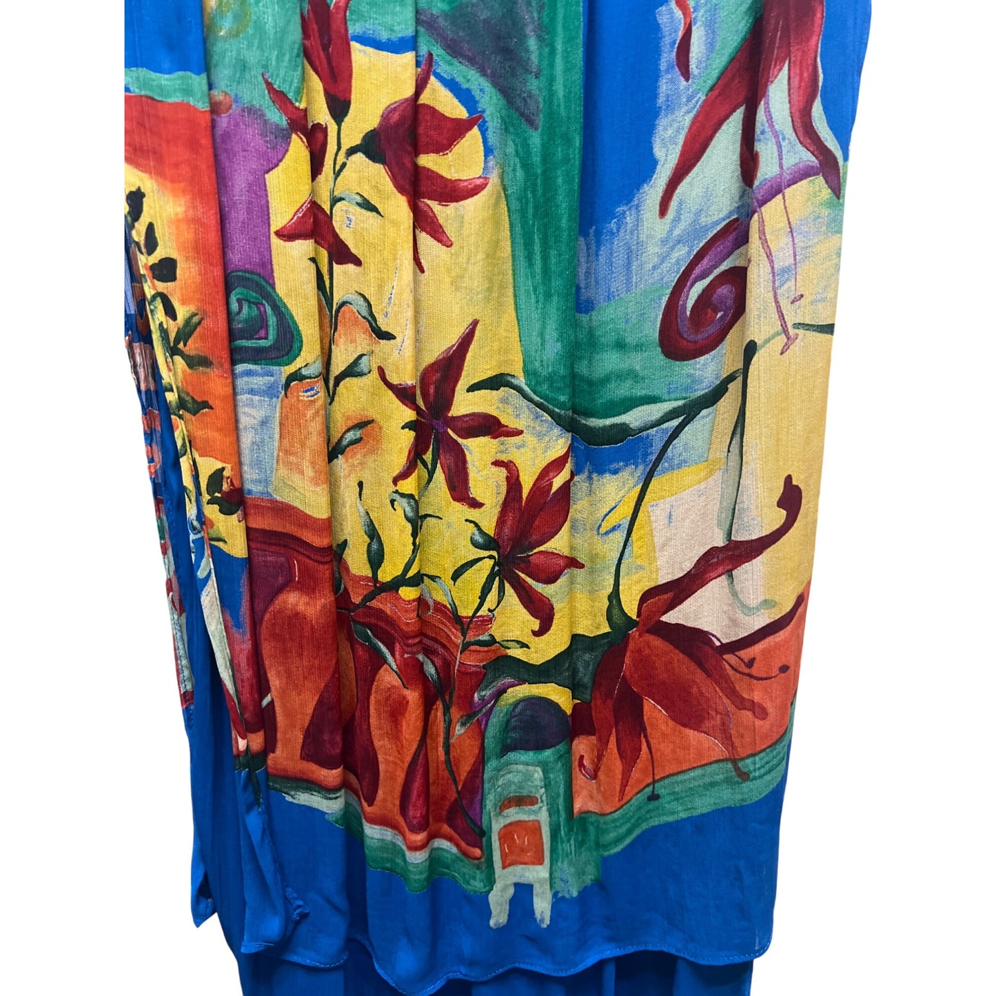 Dorothy Schoelen Platinum Vintage 2 Piece Abstract Tropical Crop Top and Maxi Skirt