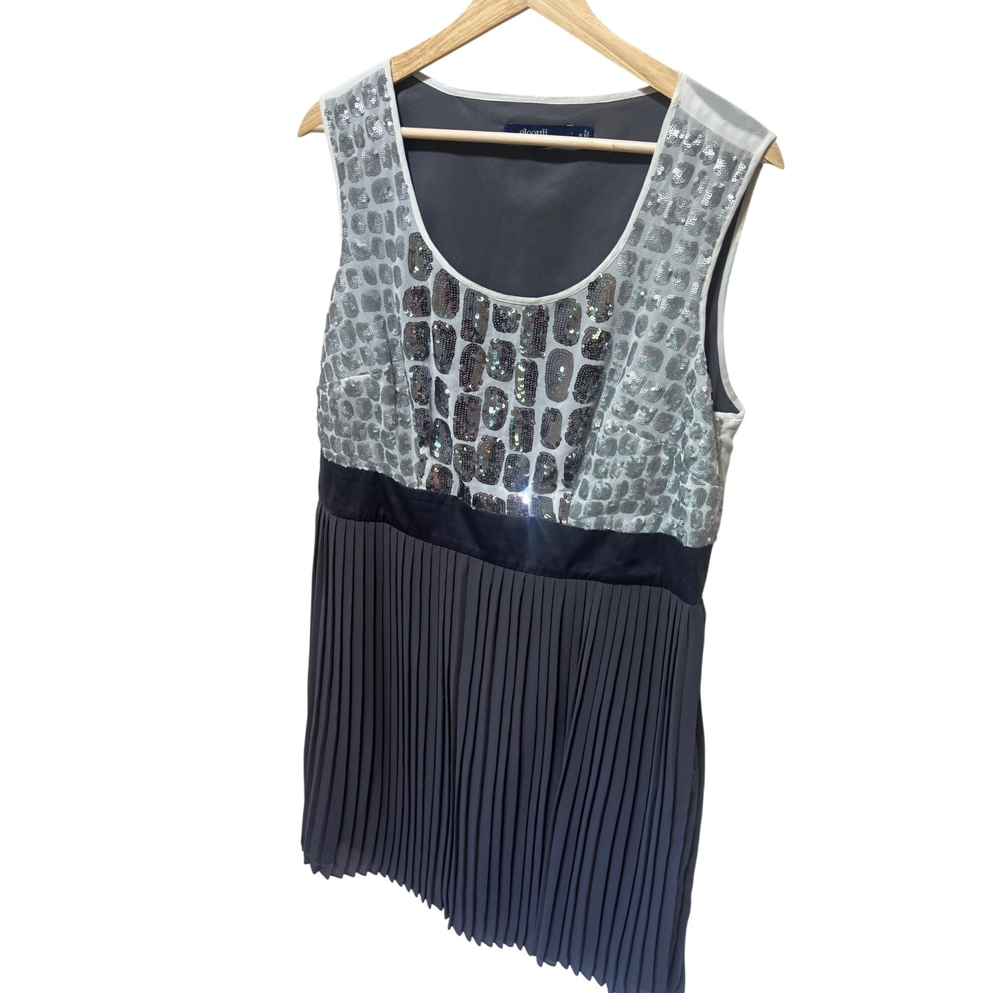 Eloquii By The Limited Sequin Detail Pleated Sleeveless Dress Gray Black Size 14