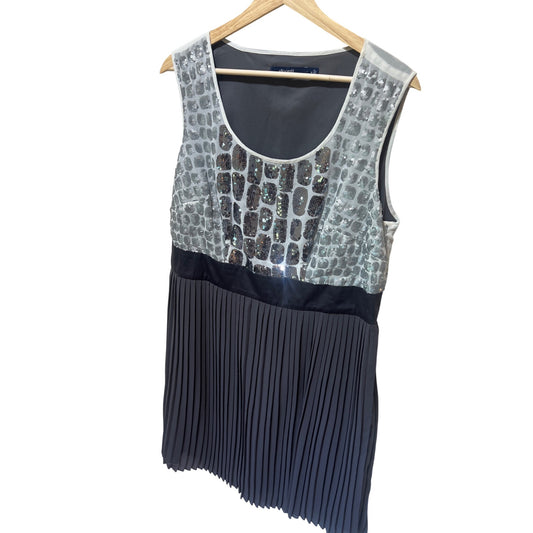 Eloquii By The Limited Sequin Detail Pleated Sleeveless Dress Gray Black Size 14
