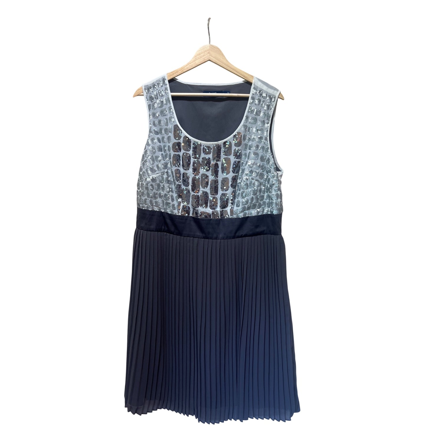 Eloquii By The Limited Sequin Detail Pleated Sleeveless Dress Gray Black Size 14