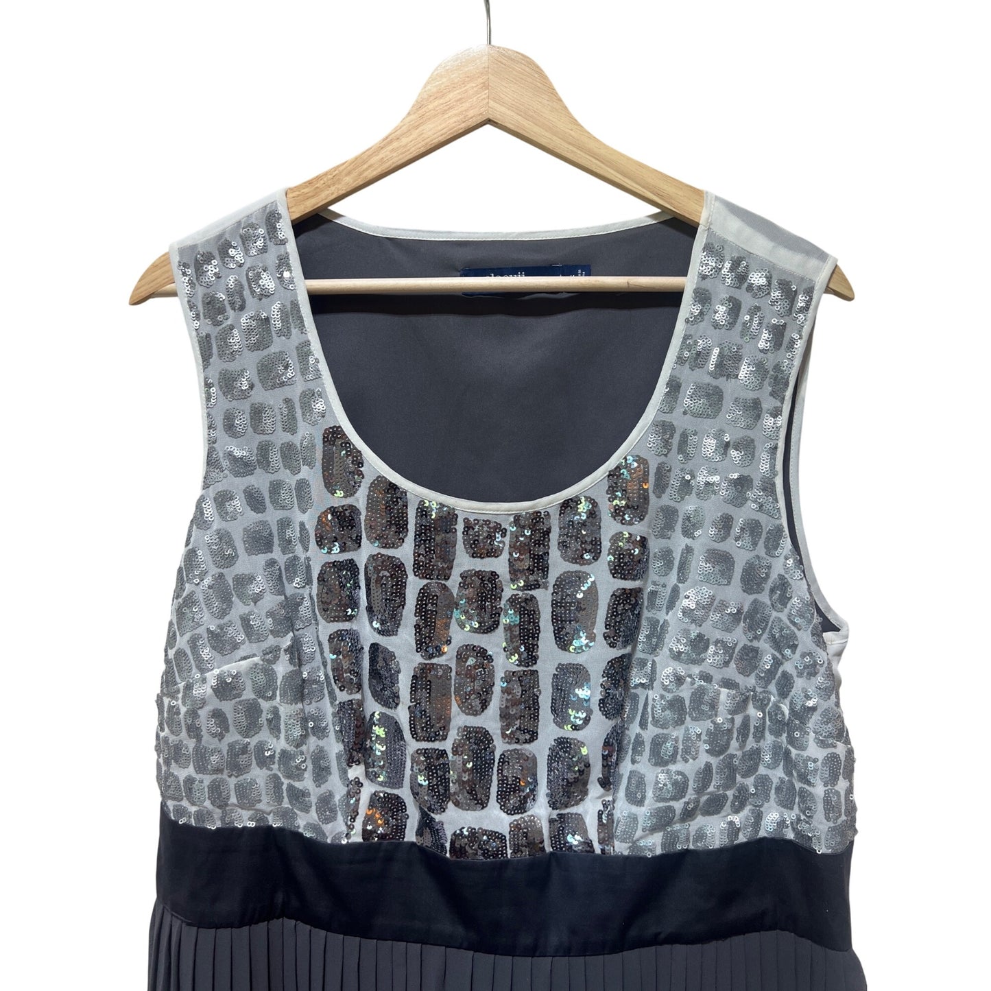 Eloquii By The Limited Sequin Detail Pleated Sleeveless Dress Gray Black Size 14