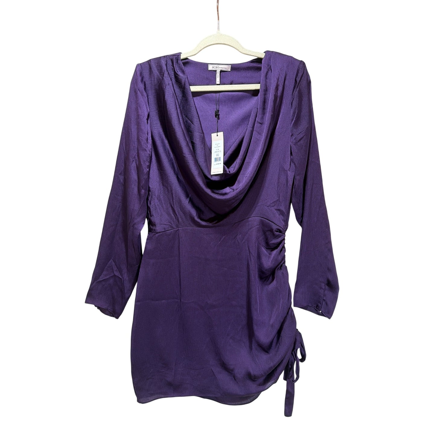 BCBGeneration NWT Blackberry Purple Cowl Neck Ruched Mini Dress Size M