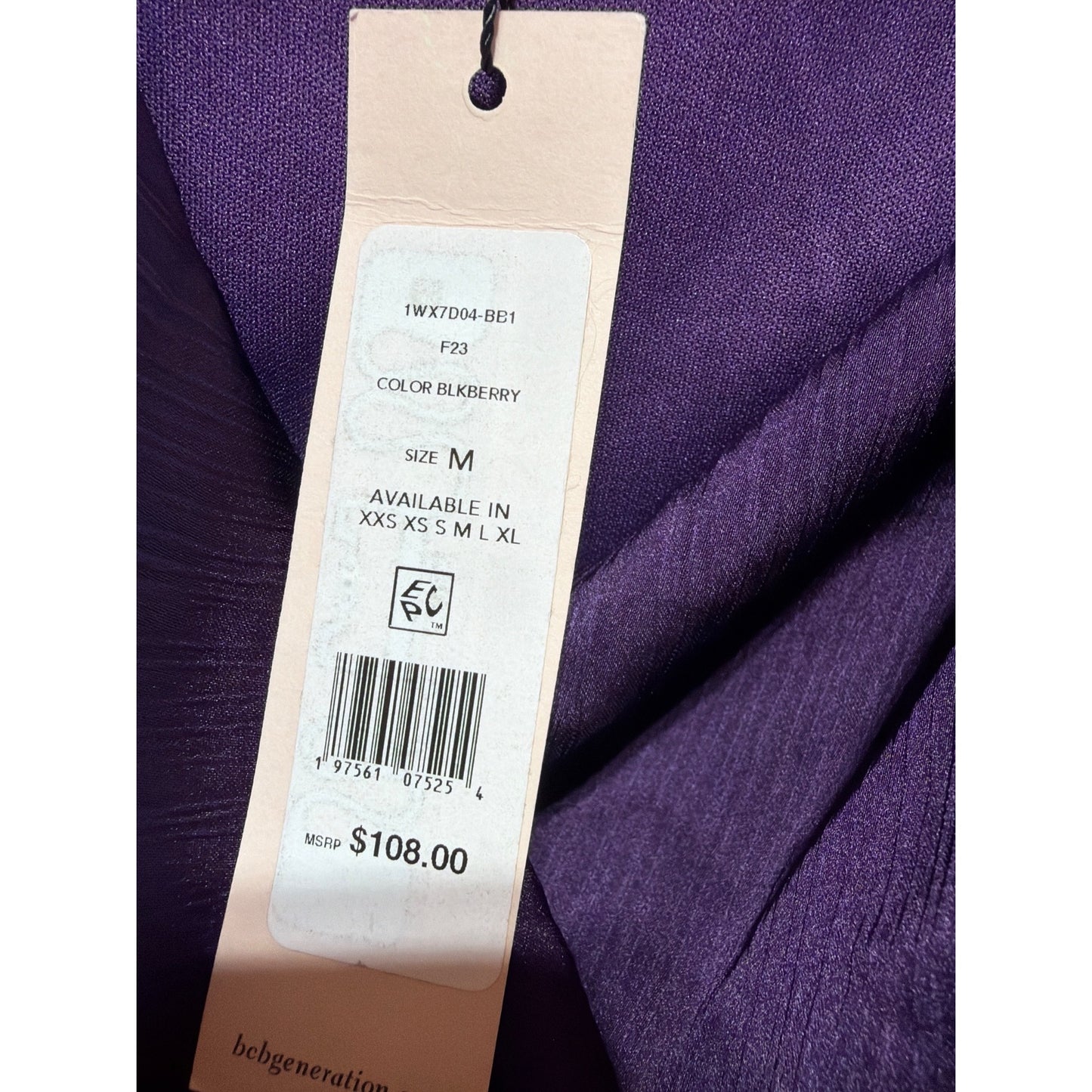 BCBGeneration NWT Blackberry Purple Cowl Neck Ruched Mini Dress Size M