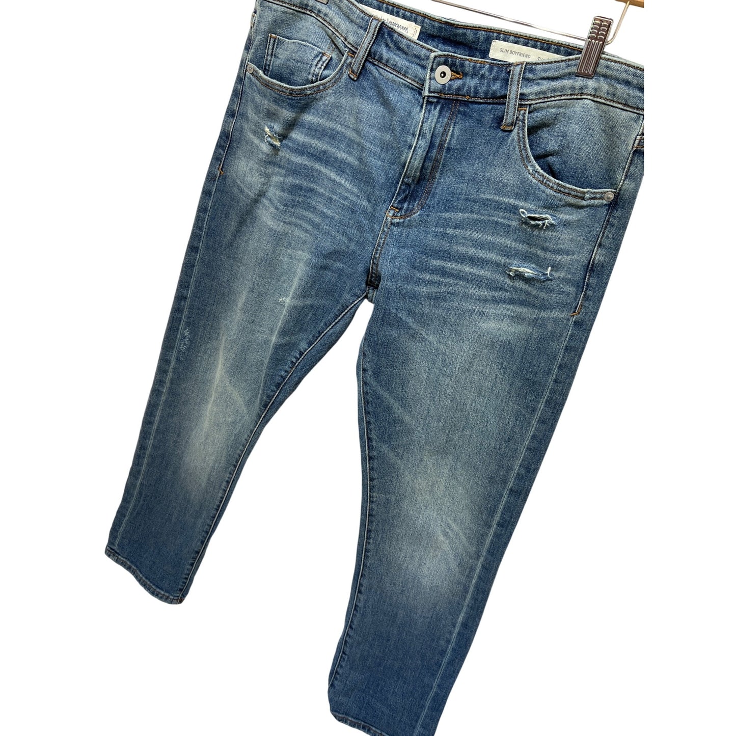 Pilcro By Anthropologie Slim Boyfriend Distressed Denim Jeans Size 30 Blue