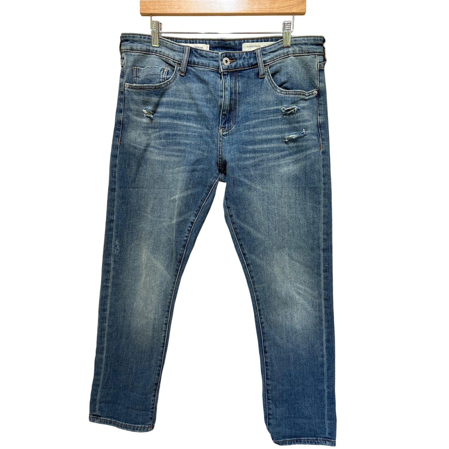 Pilcro By Anthropologie Slim Boyfriend Distressed Denim Jeans Size 30 Blue