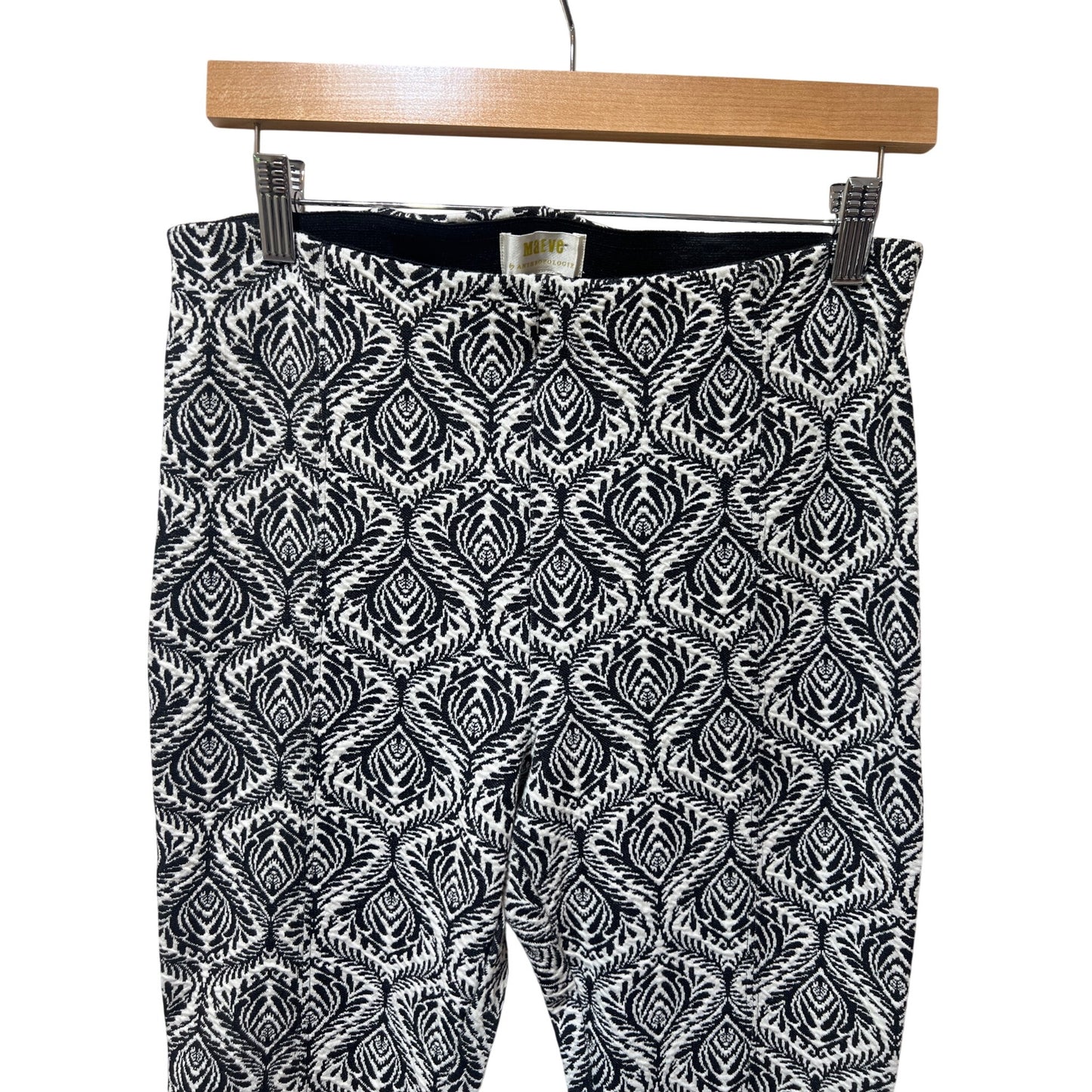 Maeve Anthropologie Black & White Printed Stretch Pants Small Made In Turkey
