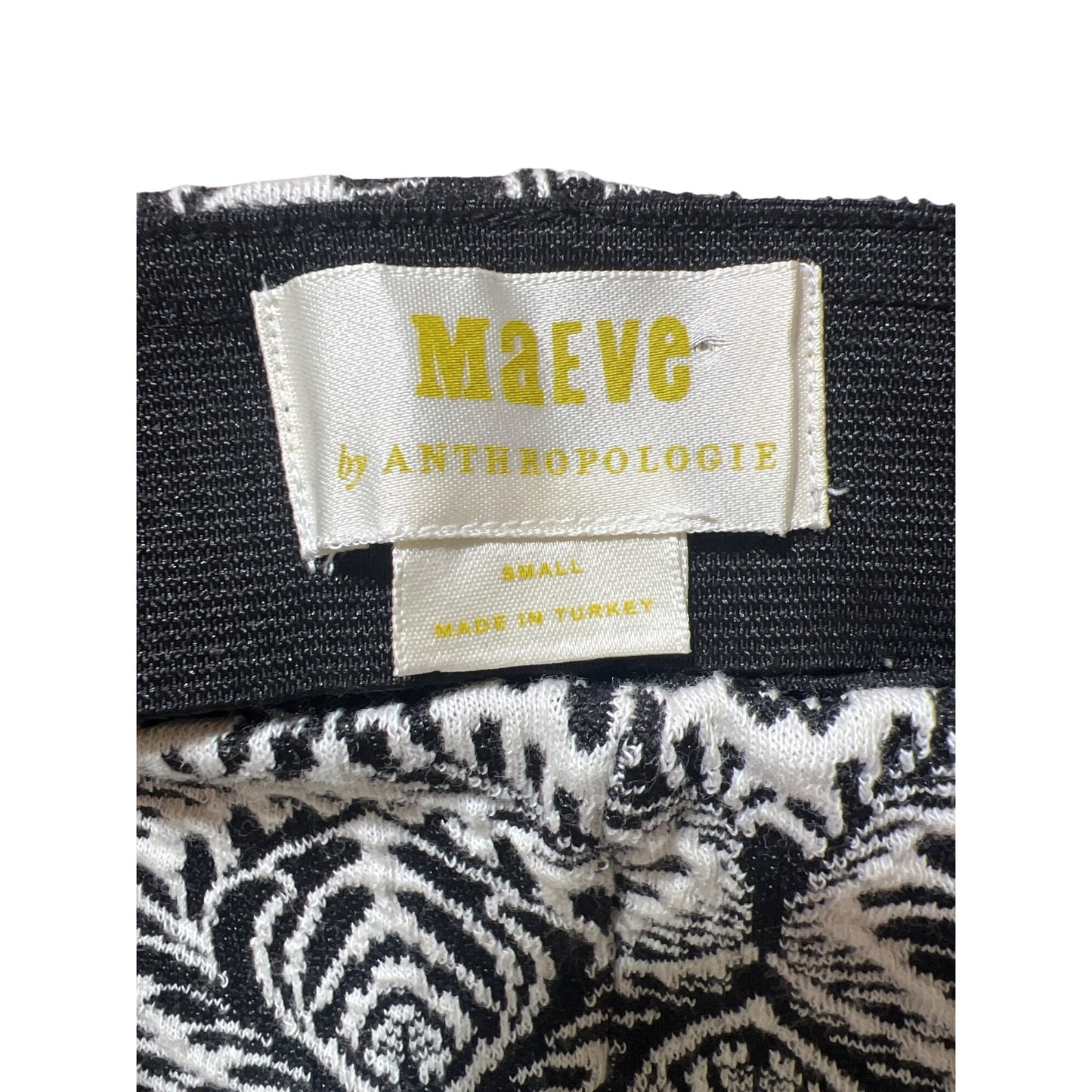 Maeve Anthropologie Black & White Printed Stretch Pants Small Made In Turkey