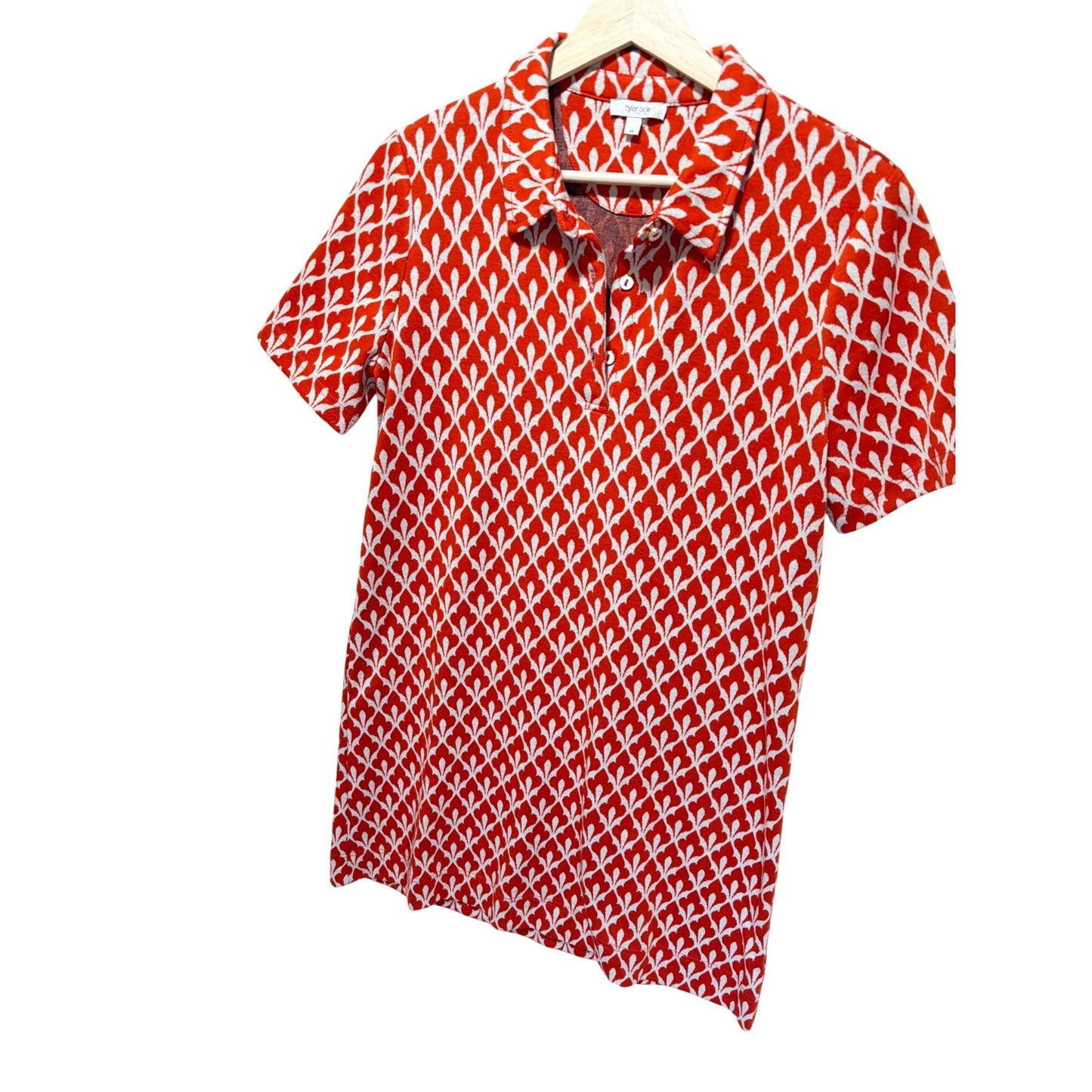 Tyler Boe Short Sleeve Orange Geometric Preppy Polo Go-Go Dress