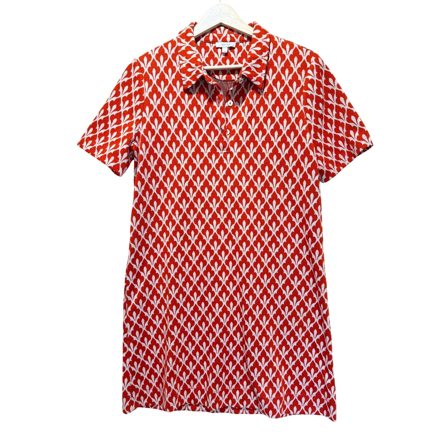 Tyler Boe Short Sleeve Orange Geometric Preppy Polo Go-Go Dress
