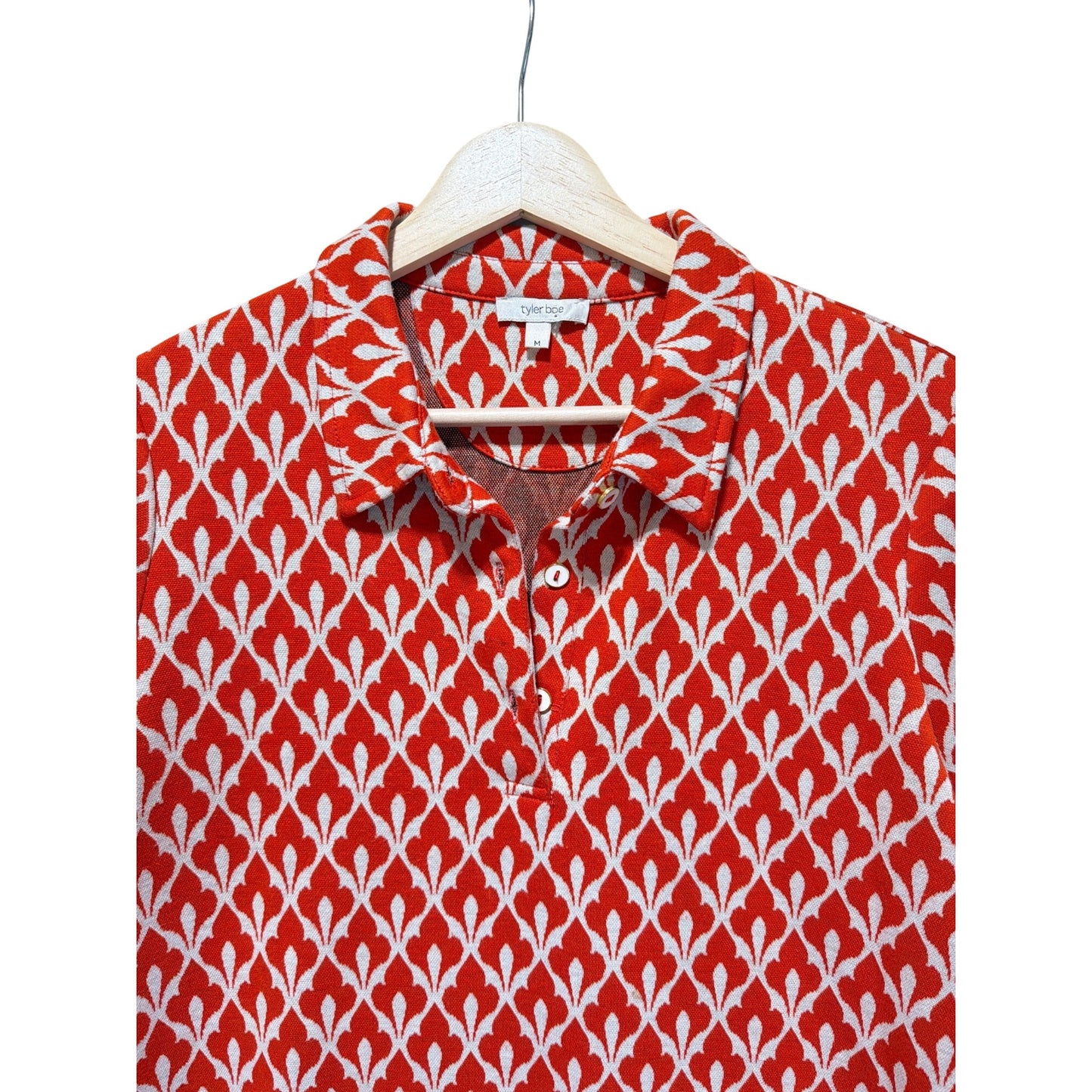Tyler Boe Short Sleeve Orange Geometric Preppy Polo Go-Go Dress