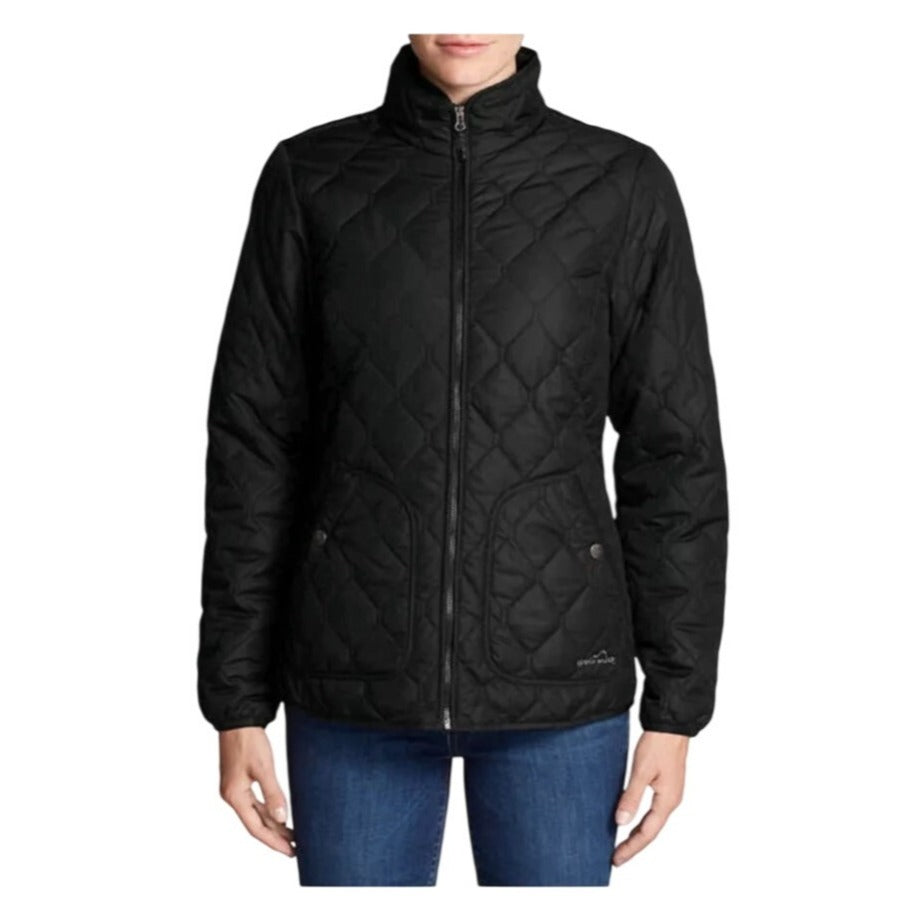 Eddie Bauer Black Quilted Insulated Chore Coat