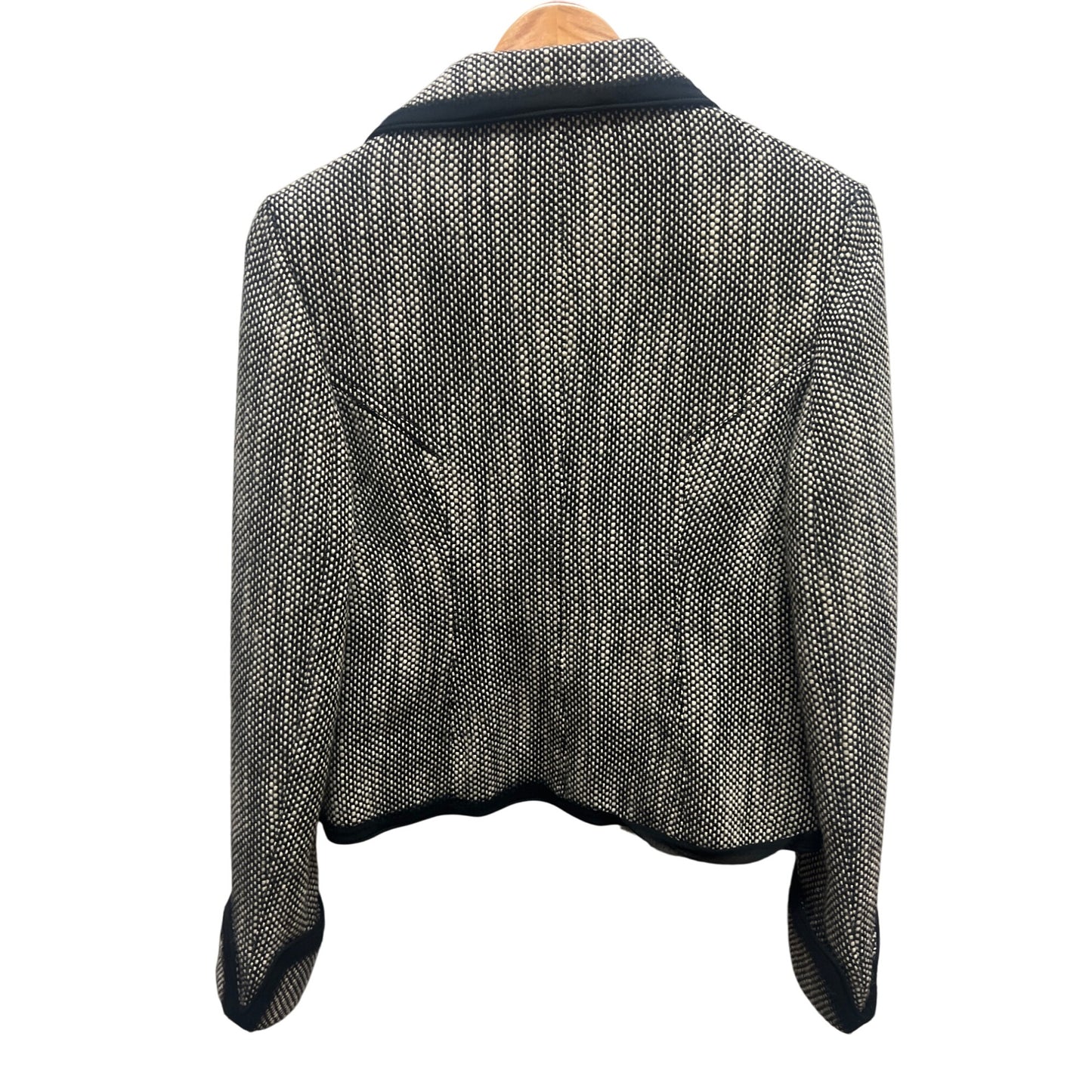 The Limited Black and Gray Tweed Floral Applique Tweed Wool Blend Blazer