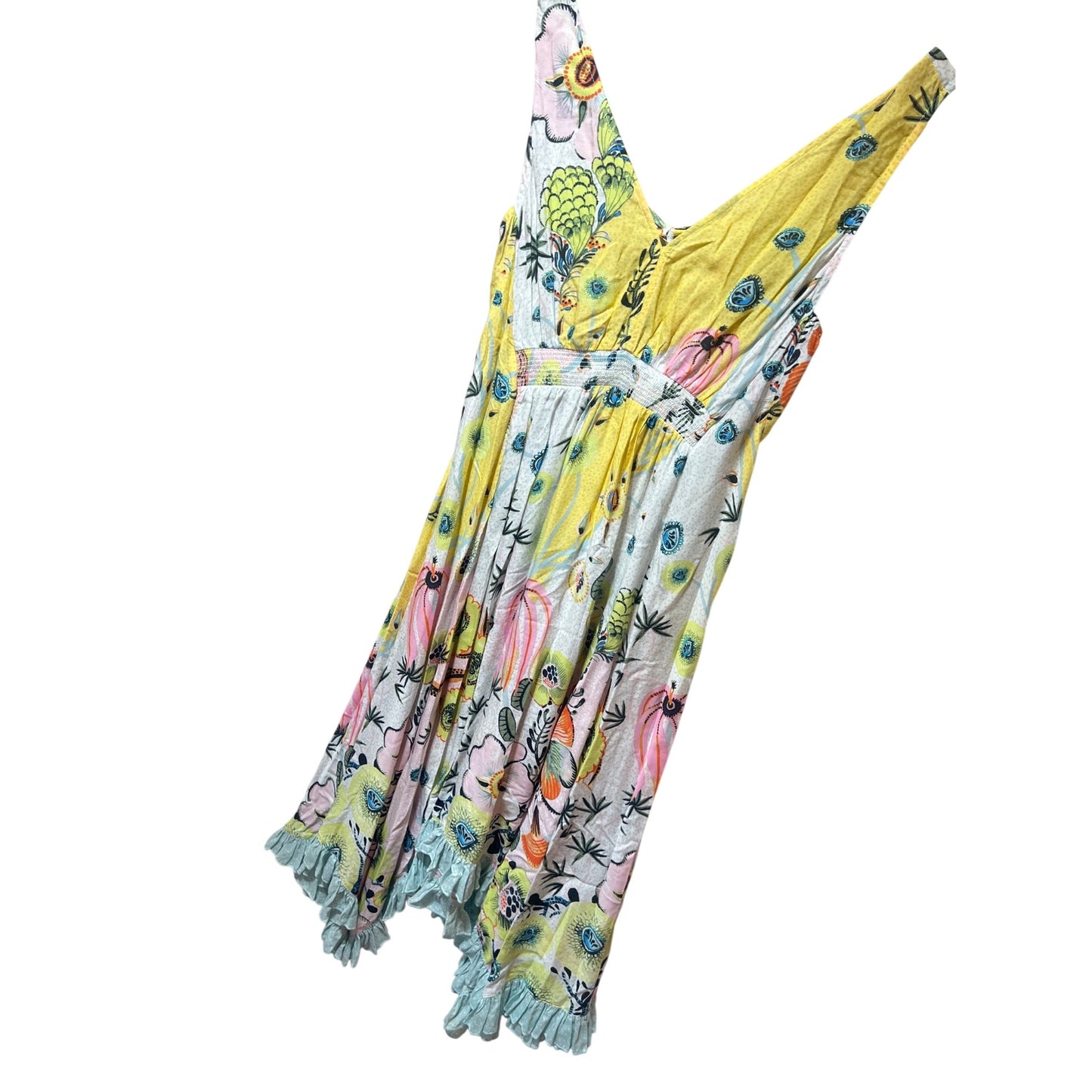 Anthropologie Margaux Botanical Floral Sleep Loungewear Dress With Ruffled Hem & Tie-Back Detailing XS
