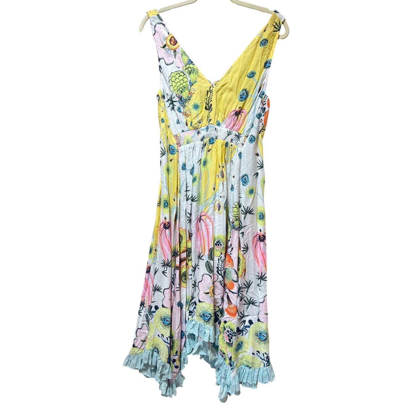 Anthropologie Margaux Botanical Floral Sleep Loungewear Dress With Ruffled Hem & Tie-Back Detailing XS