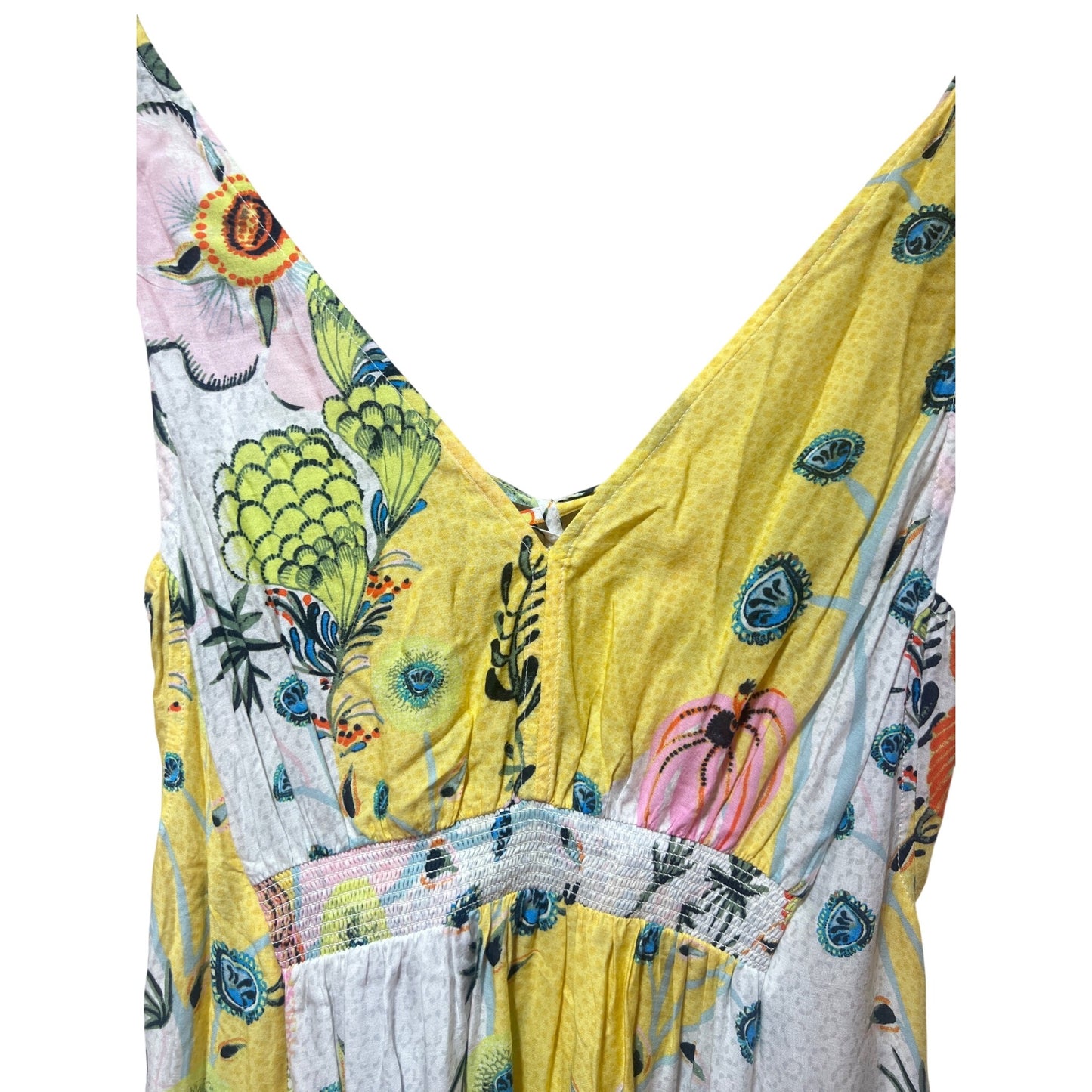 Anthropologie Margaux Botanical Floral Sleep Loungewear Dress With Ruffled Hem & Tie-Back Detailing XS
