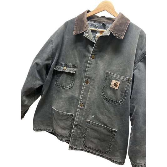 Carhartt Vintage 90's Gray Distressed Canvas Chore Barn Coat