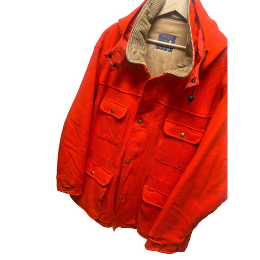 Pendleton Outdoorsman Vintage Orange Mackinaw Wool Thinsulate Chore Coat