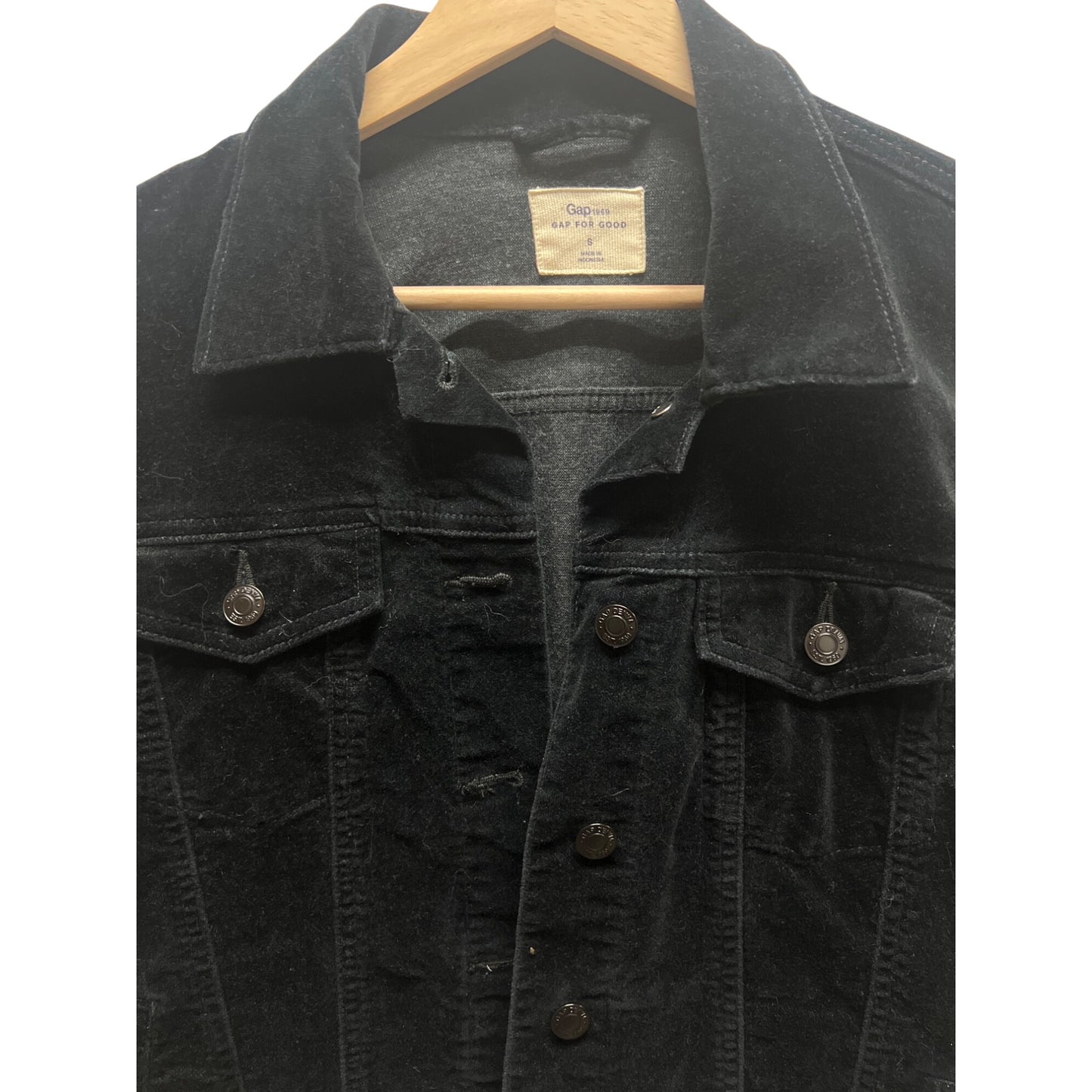 Gap Black Trucker Style Corduroy Jean Jacket