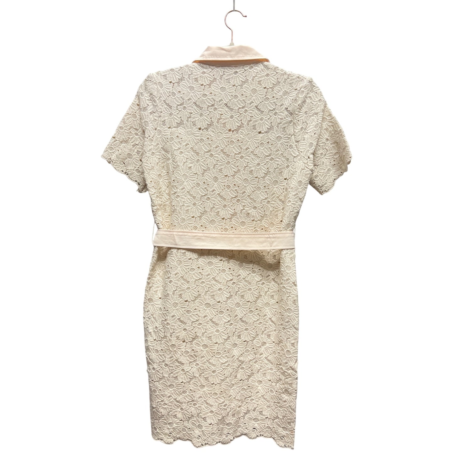 Sandro Adrienne NWOT Ivory and Pink Lace Overlay Shirt Dress