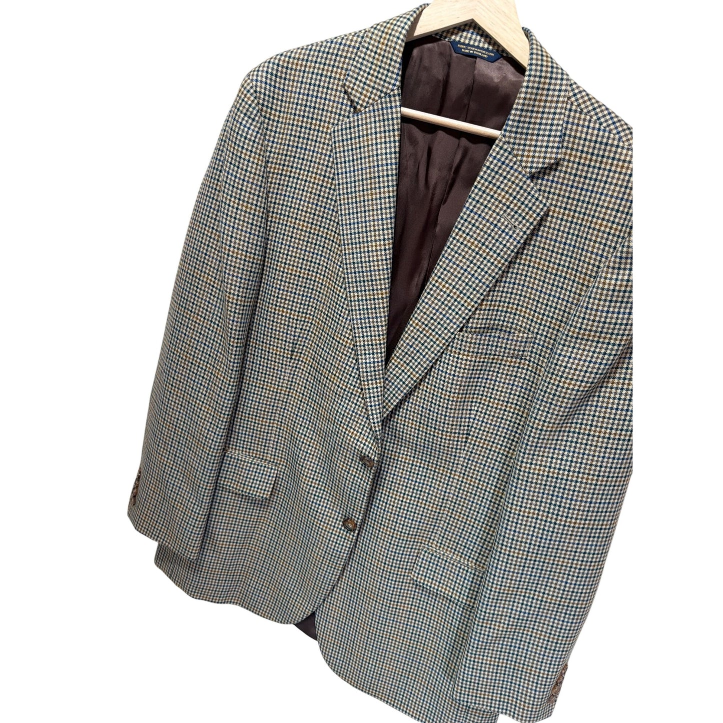 Brooks Brothers 1818 Madison Plaid Checked Blazer Jacket 44L Wool Tailored Fit
