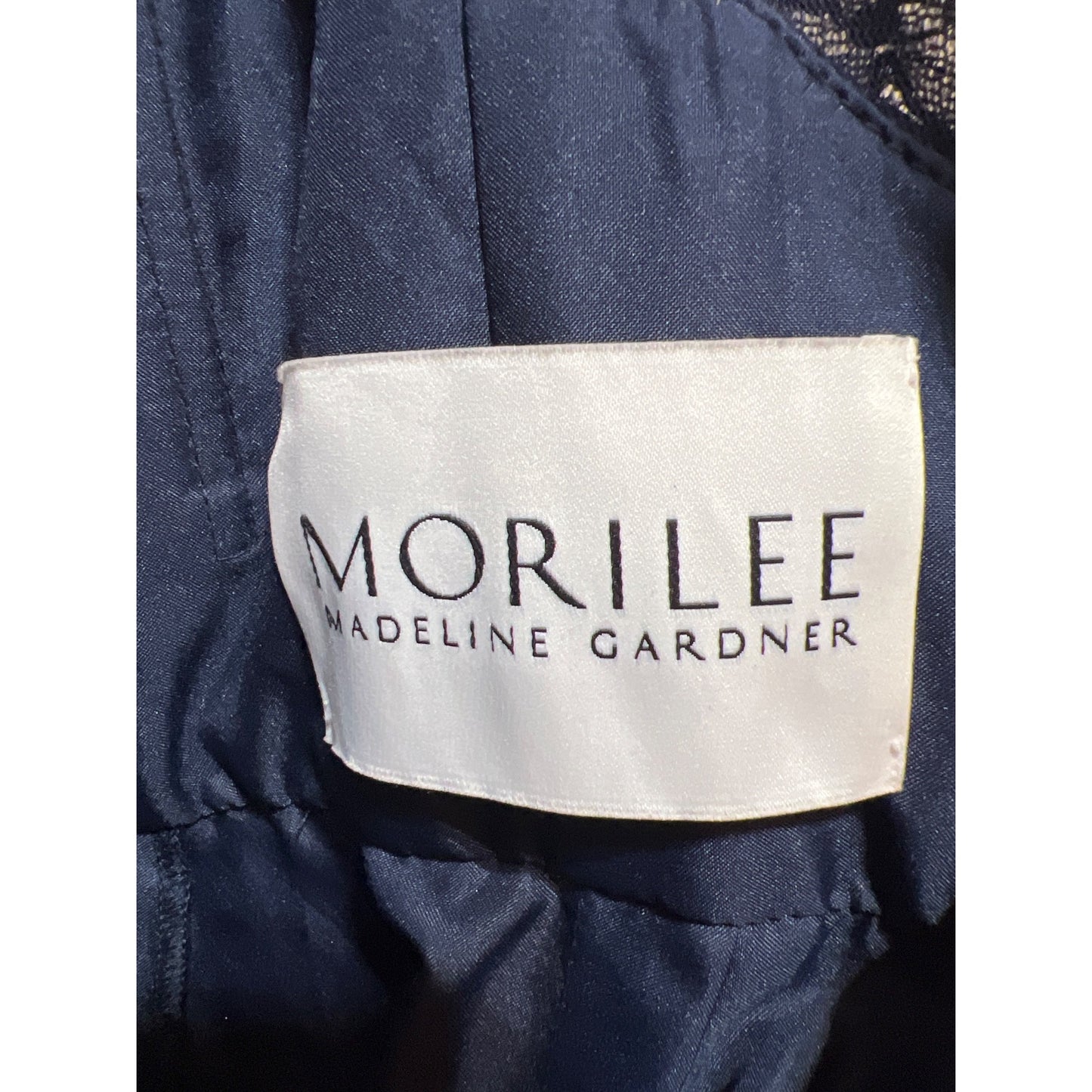 Morilee Madeline Gardner Navy Lace Top Chiffon Floor-Length Dress Size 4