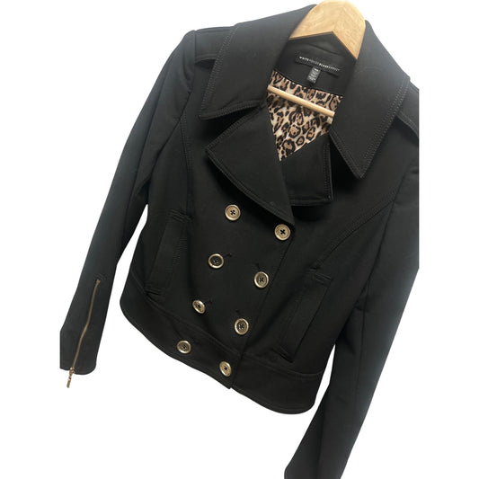 White House Black Market Black Cropped Moto Blazer