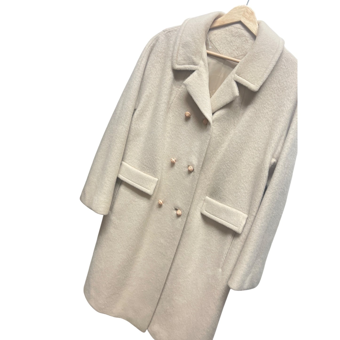 Dumas California Vintage 50's Ivory White Long Wool Overcoat