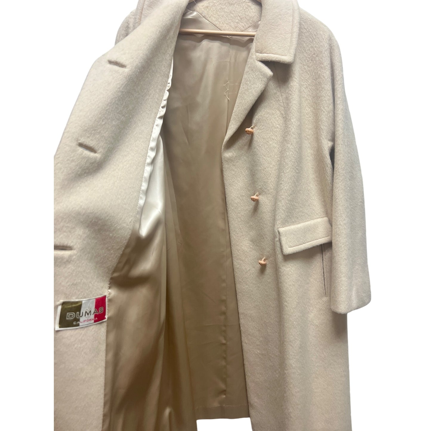 Dumas California Vintage 50's Ivory White Long Wool Overcoat