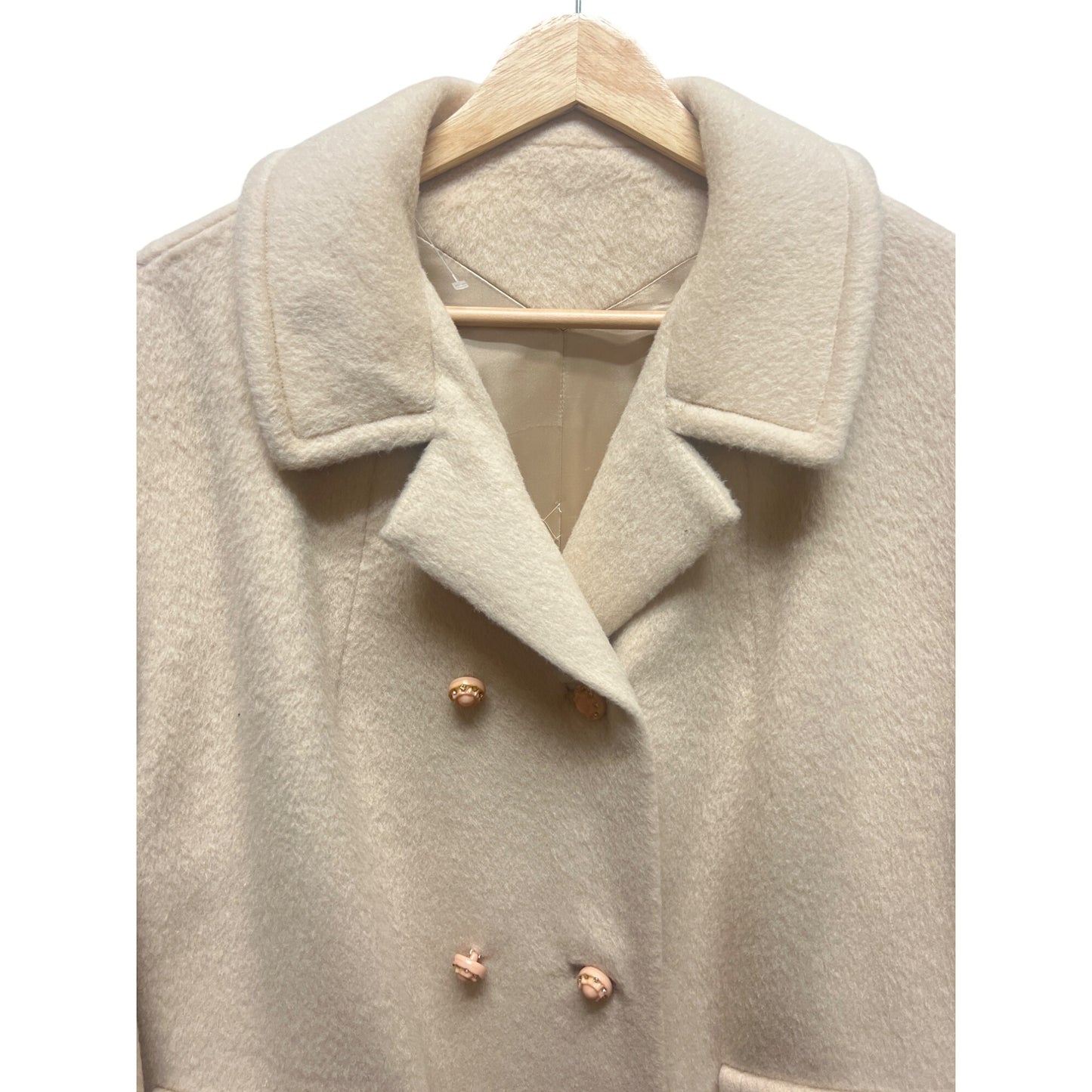 Dumas California Vintage 50's Ivory White Long Wool Overcoat