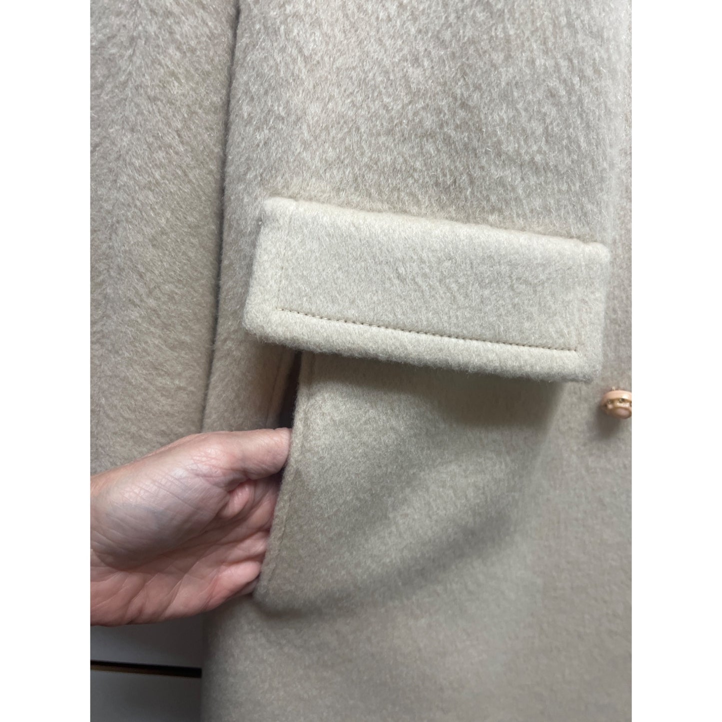 Dumas California Vintage 50's Ivory White Long Wool Overcoat