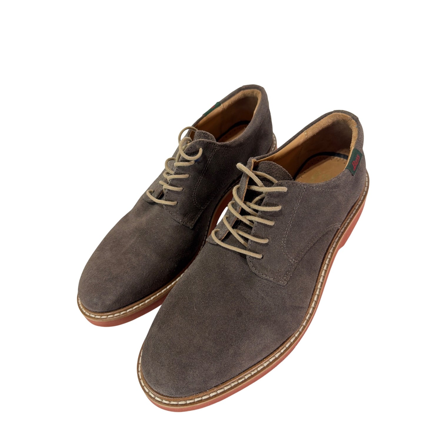 GH Bass & Co NWOT Gray Suede Derby Shoes With Contrasting Orange Sole