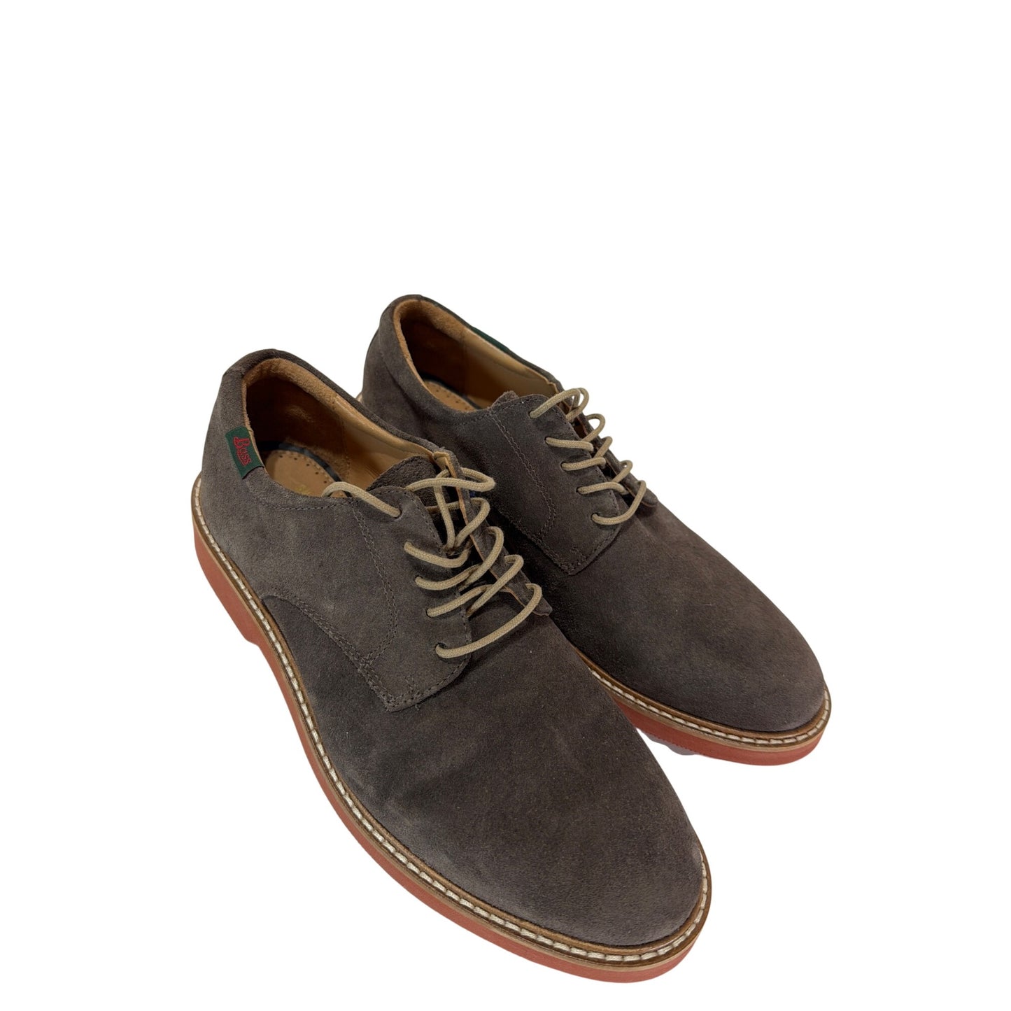 GH Bass & Co NWOT Gray Suede Derby Shoes With Contrasting Orange Sole