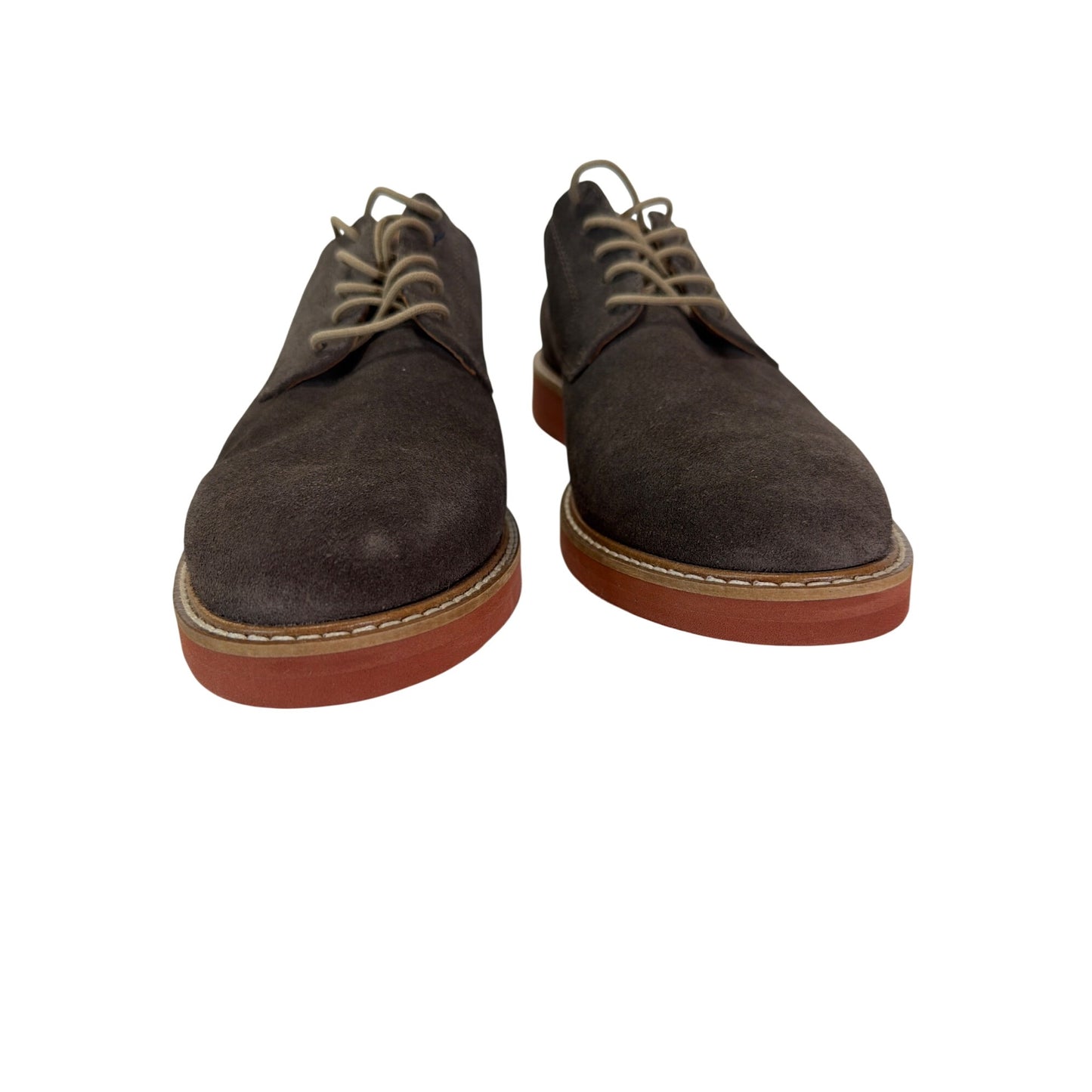 GH Bass & Co NWOT Gray Suede Derby Shoes With Contrasting Orange Sole