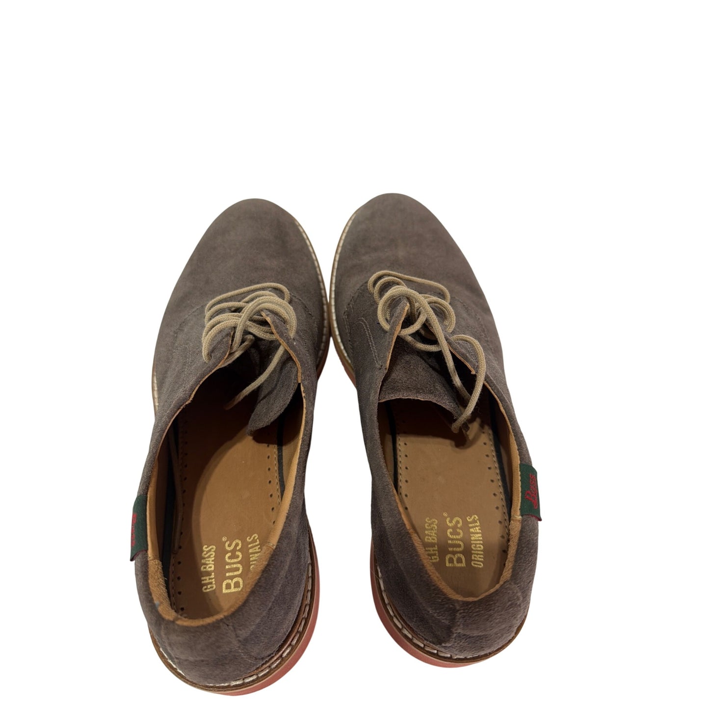 GH Bass & Co NWOT Gray Suede Derby Shoes With Contrasting Orange Sole