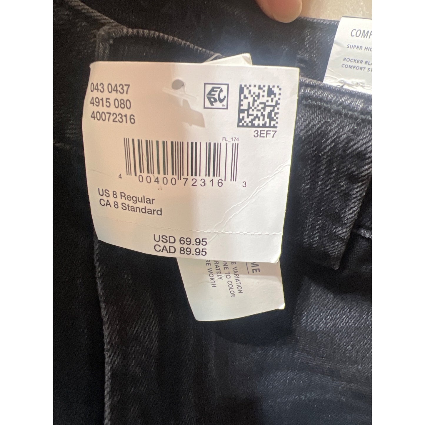 American Eagle NWT Black Super High-Rise Baggy Wide Leg Jeans Size 8 Comfort Stretch Waistband