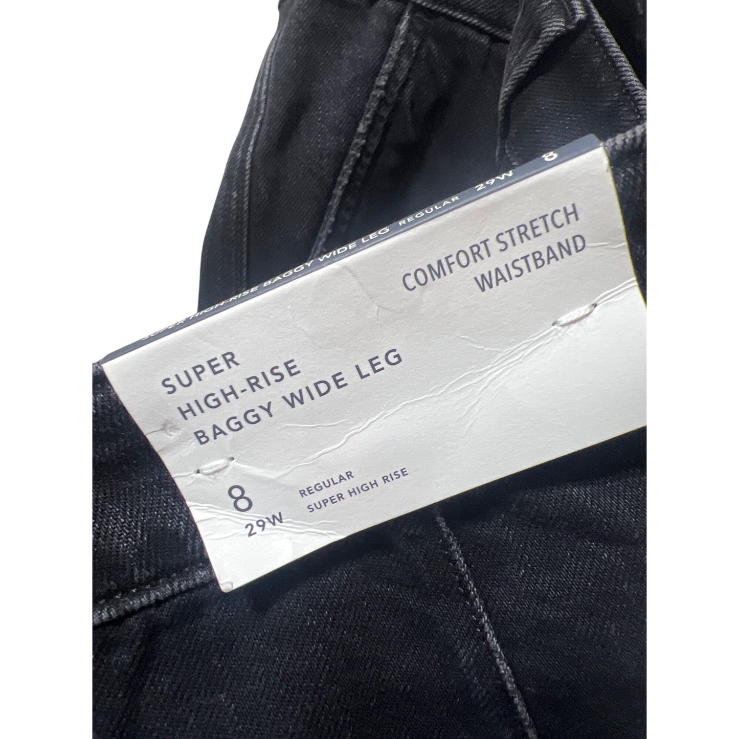 American Eagle NWT Black Super High-Rise Baggy Wide Leg Jeans Size 8 Comfort Stretch Waistband
