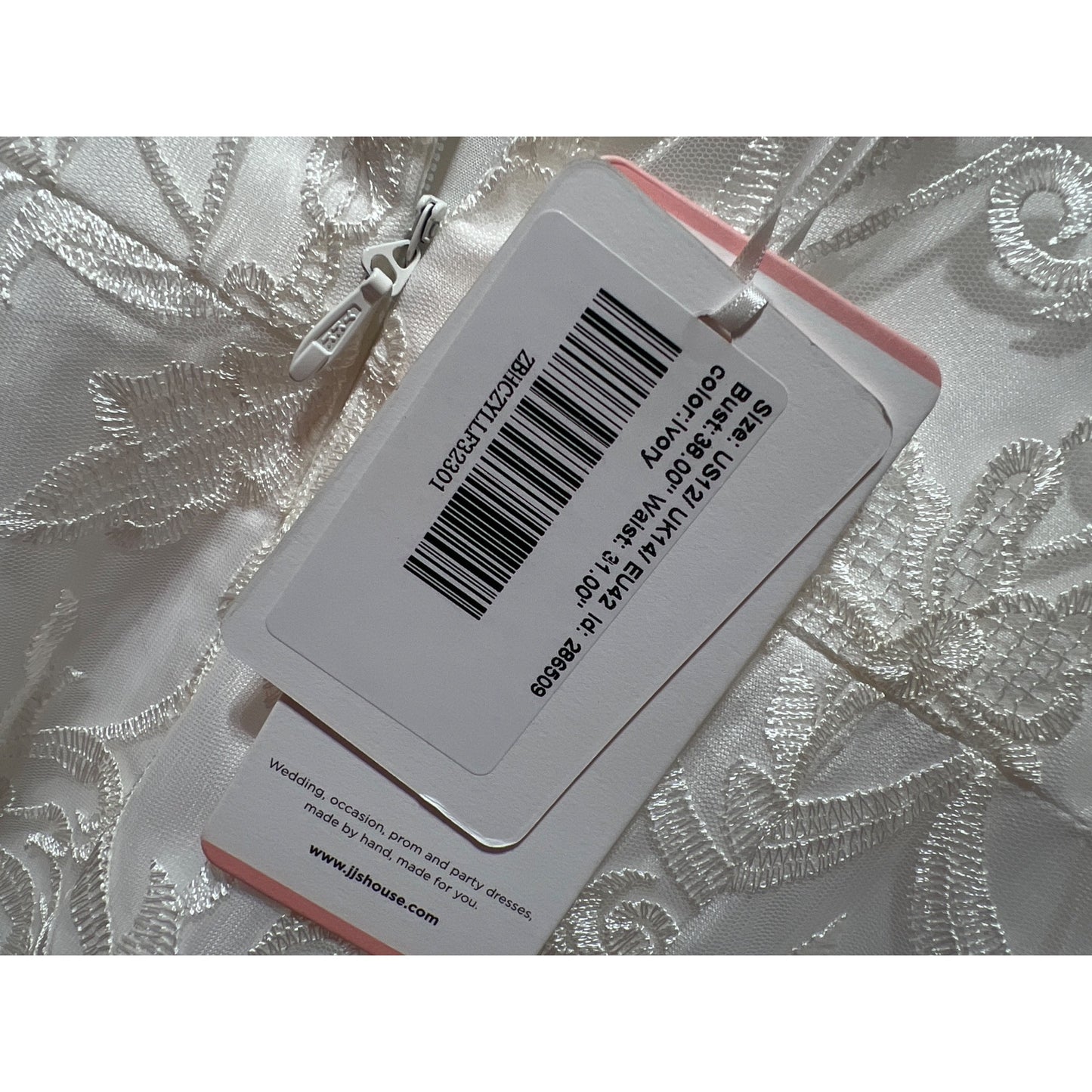 JJ's House NWT Elegant White Lace Pencil Midi Dress With 3/4 Sleeves & Back Slit – Weddings Or Special Occasions