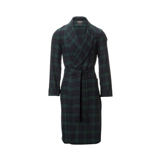 Pendleton NWOT Mens Wool Robe In Black Watch Plaid With Belted Waist & Shawl Collar Size L