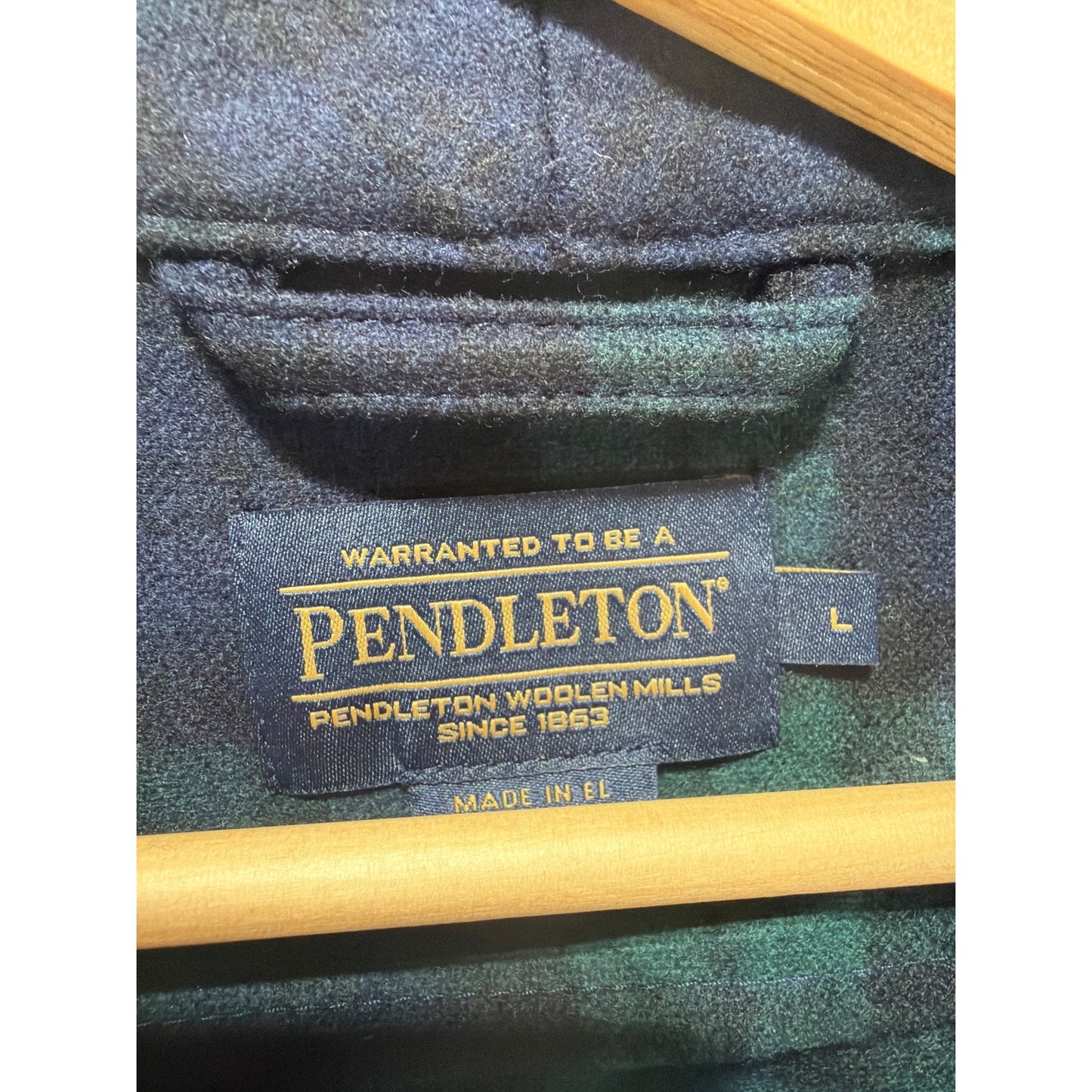 Pendleton NWOT Mens Wool Robe In Black Watch Plaid With Belted Waist & Shawl Collar Size L