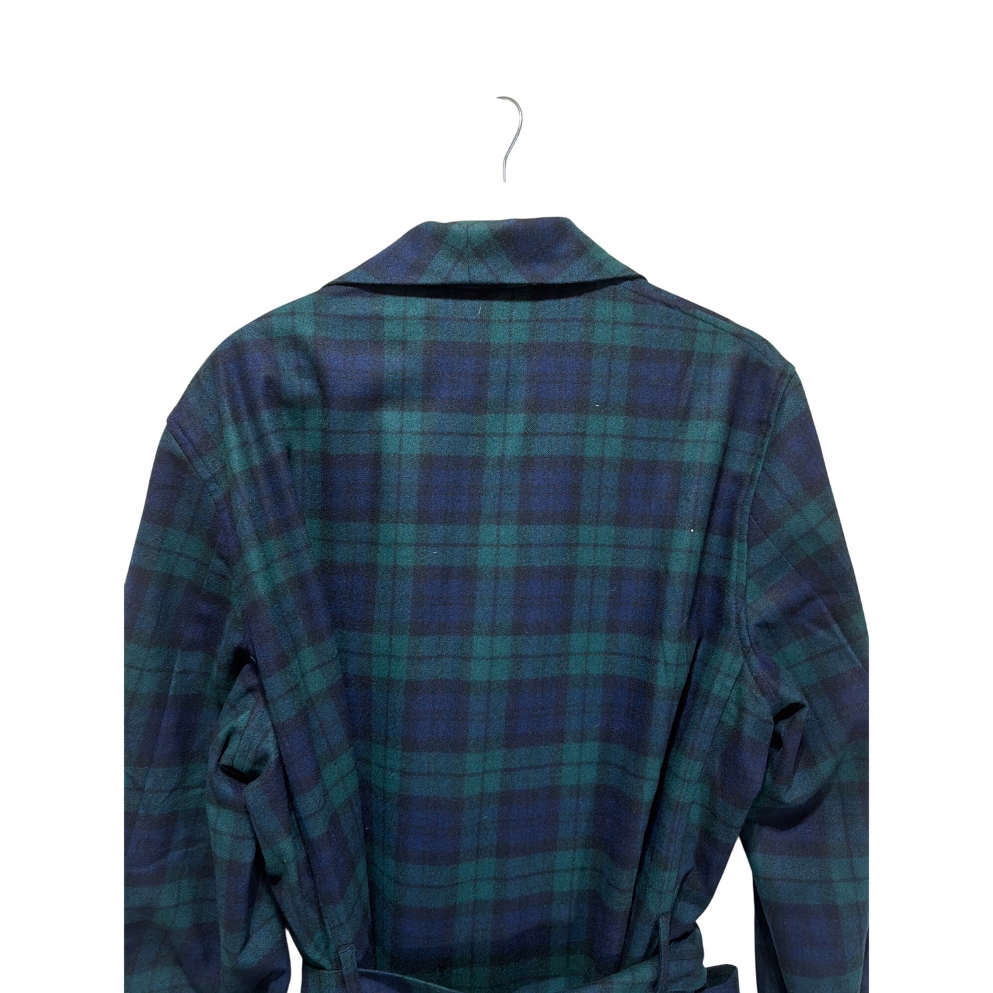 Pendleton NWOT Mens Wool Robe In Black Watch Plaid With Belted Waist & Shawl Collar Size L