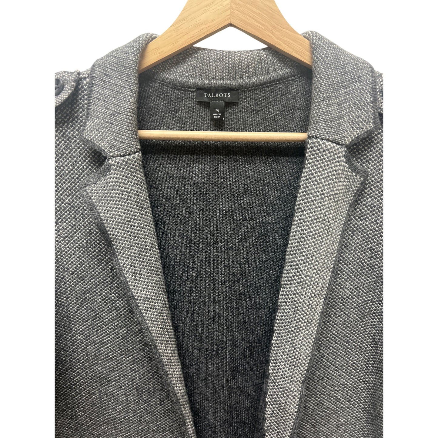 Talbots Gray Wool Blend Open Cardigan Jacket Sweater