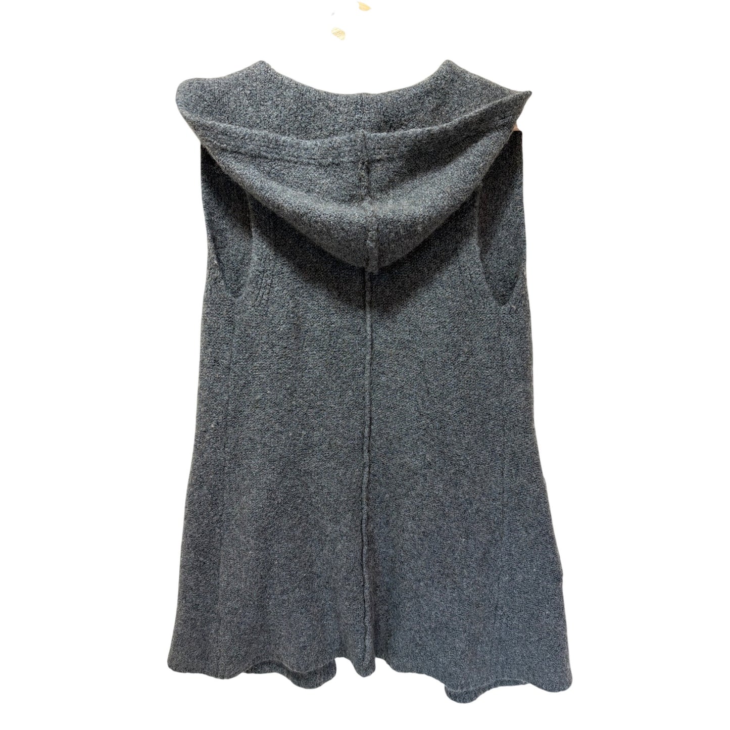 Tahari Gray Hooded Knit Vest With Pockets XS Acrylic Wool Blend