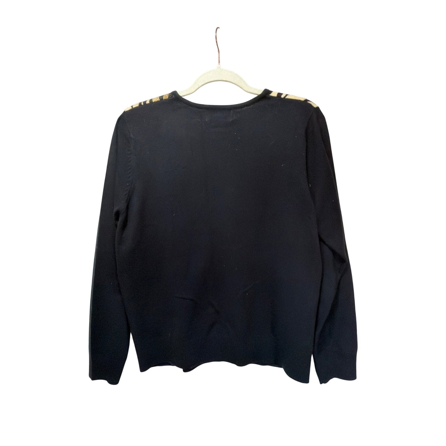 All Points Vintage 90s Black & Gold Zebra Print Button-Up Sweater Size Medium