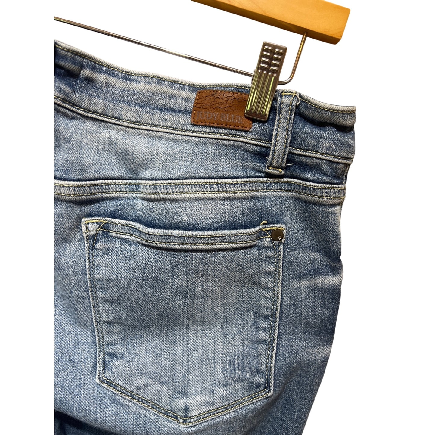 Judy Blue Womens Bootcut Jeans Size 13/31 Medium Wash Distressed Denim