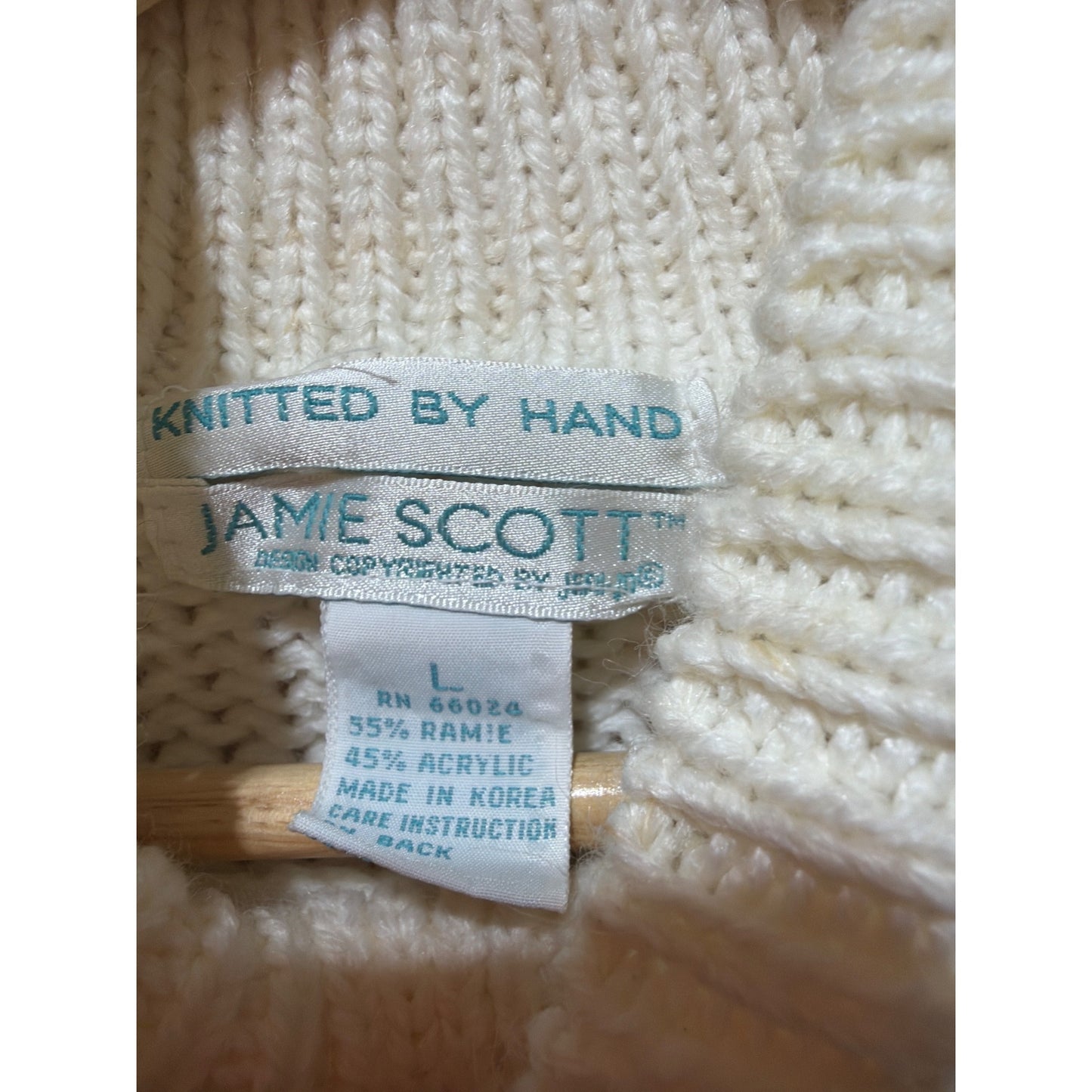 Hand-Knit Jamie Scott NWT Floral Knit Mock Neck Vintage 80s Sweater Large