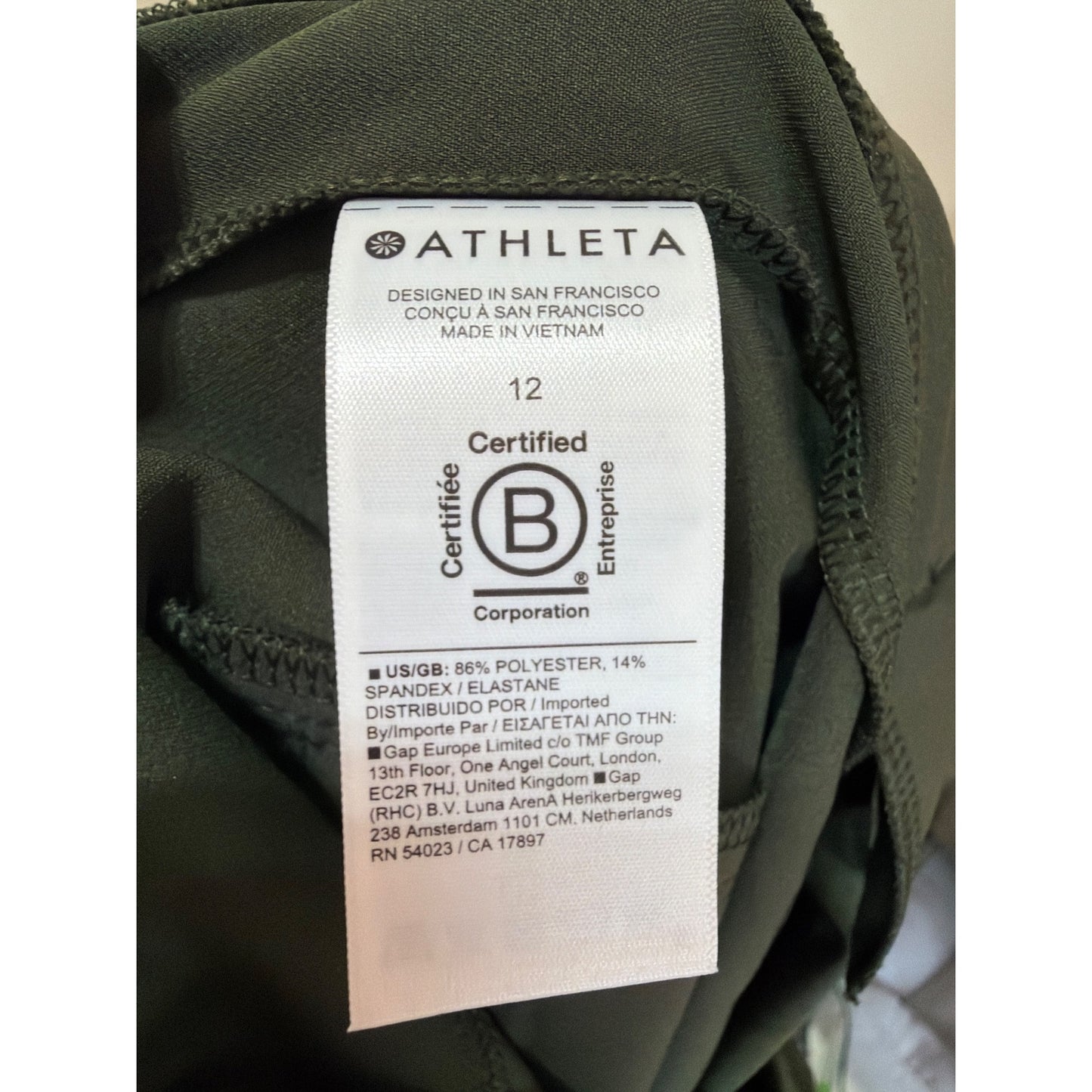 Athleta Elm Green Endless Pants Recycled Materials Straight-Leg Pull-On Women’s Size 12