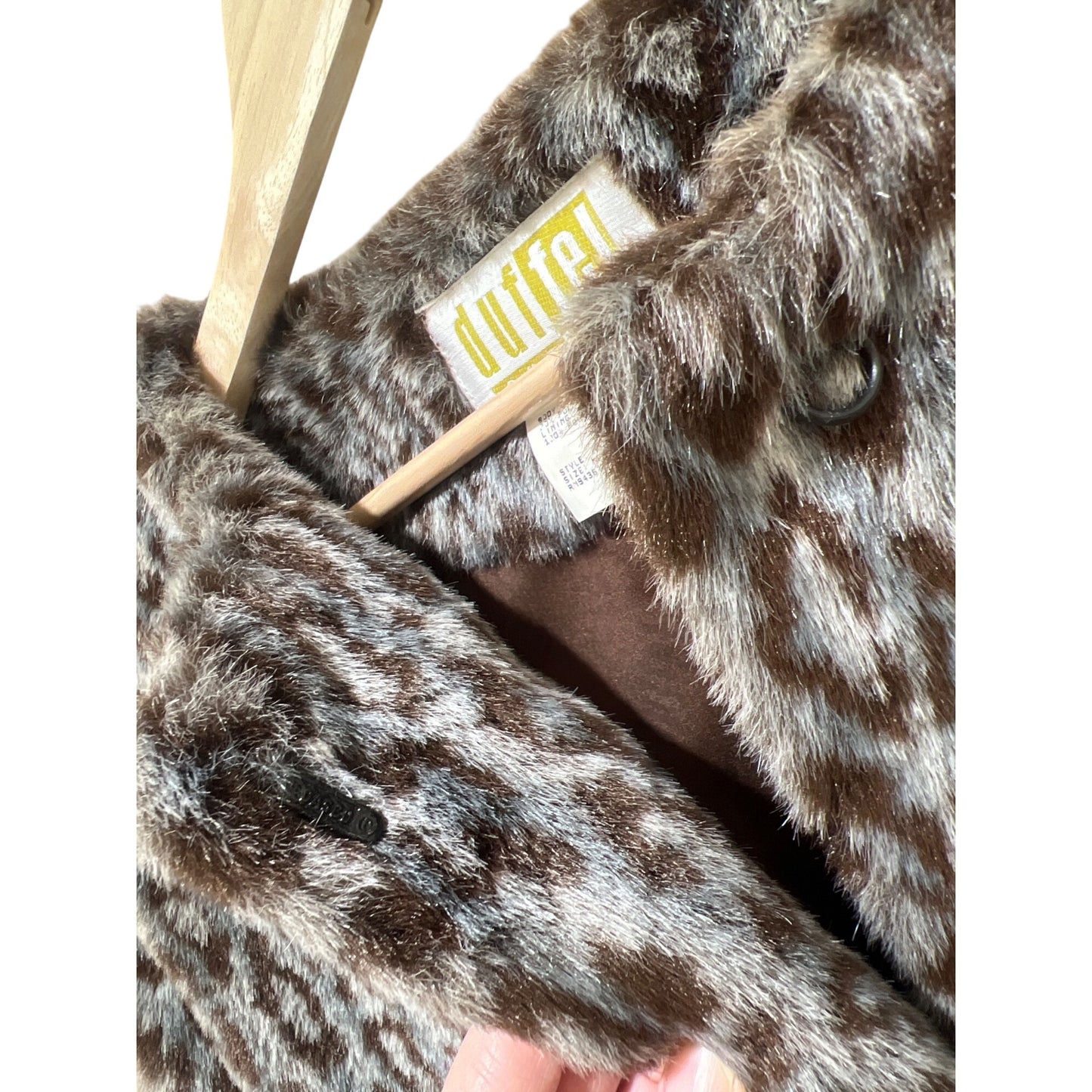 Duffel Vintage 90's Womens Faux Fur Leopard Print Cropped Coat Medium